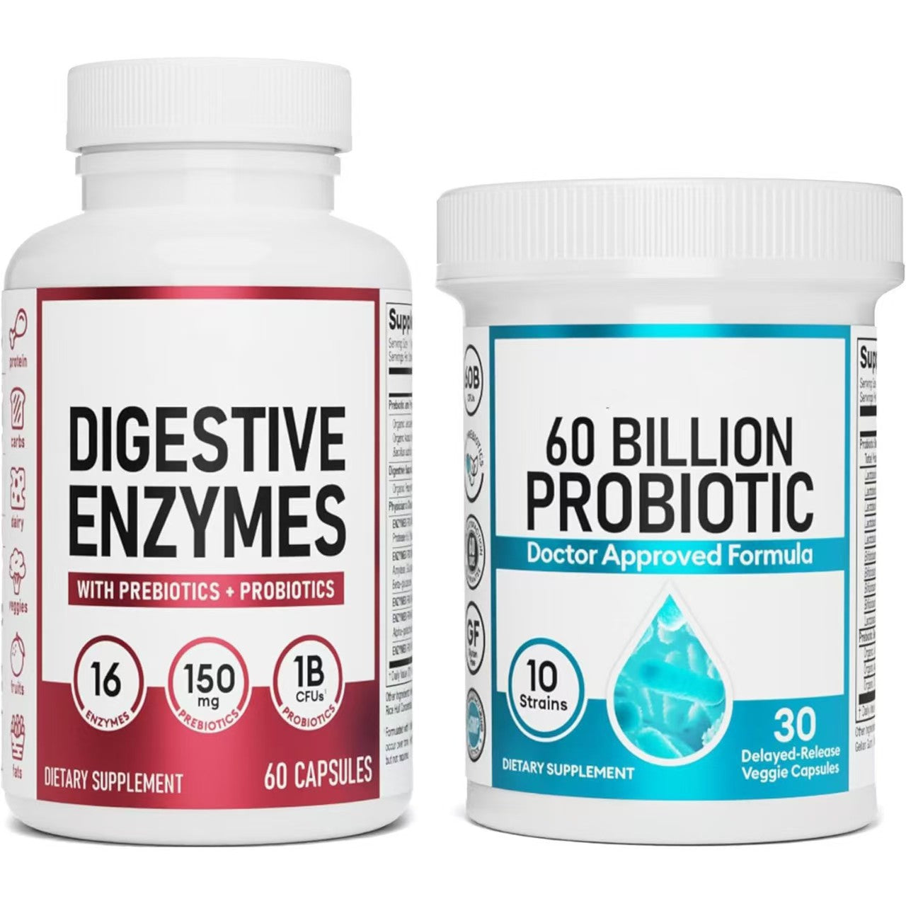Gut Guardian Set: 60 billion probiotics + digestive enzymes + bloating relief probiotics-3LY