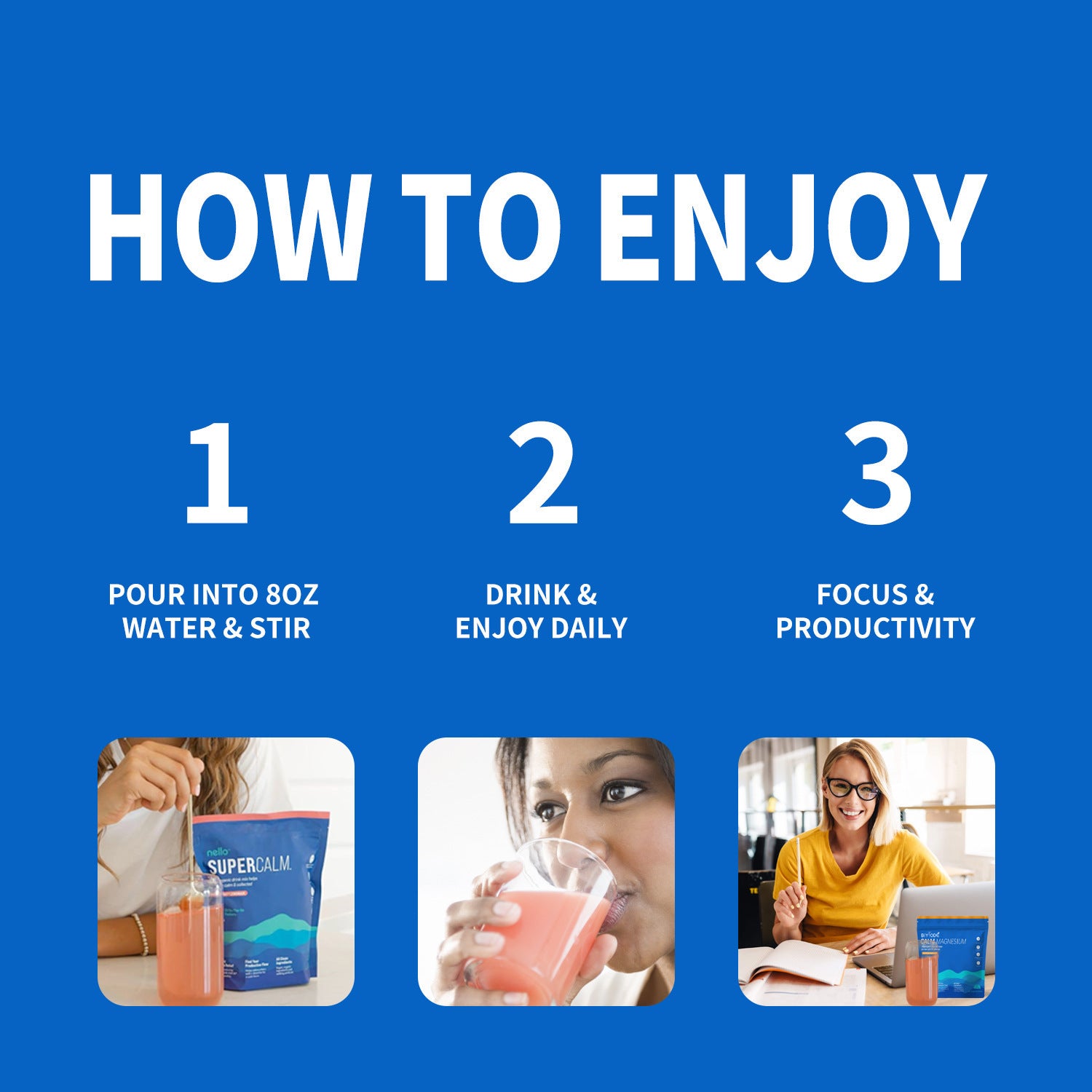 Supercalm Mixed Drink Powder, a supplement for relaxation and focused attention-3LY