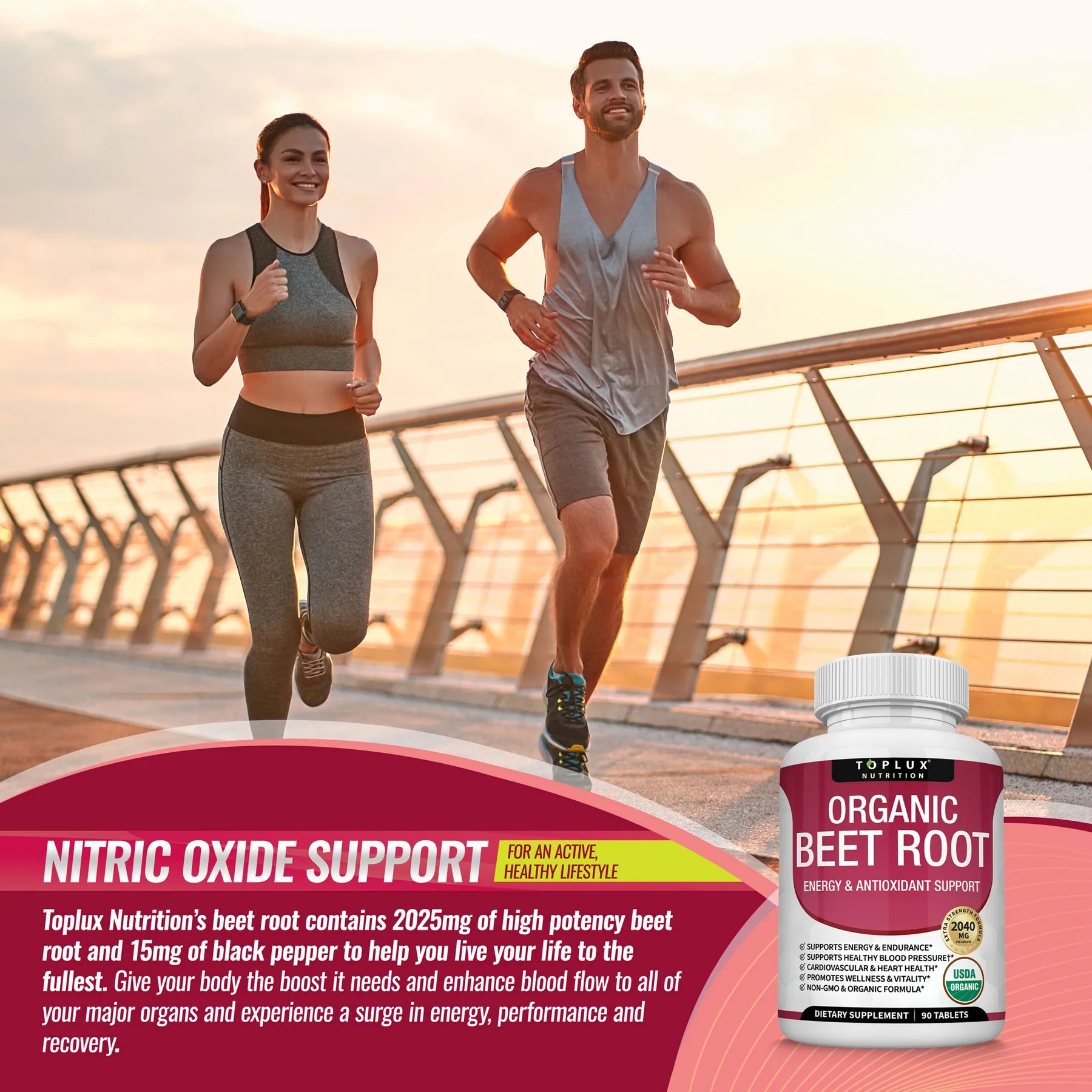 Organic Beet Root Tablets - Nitric Oxide Booster Beetroot Supplement 2040mg-KY