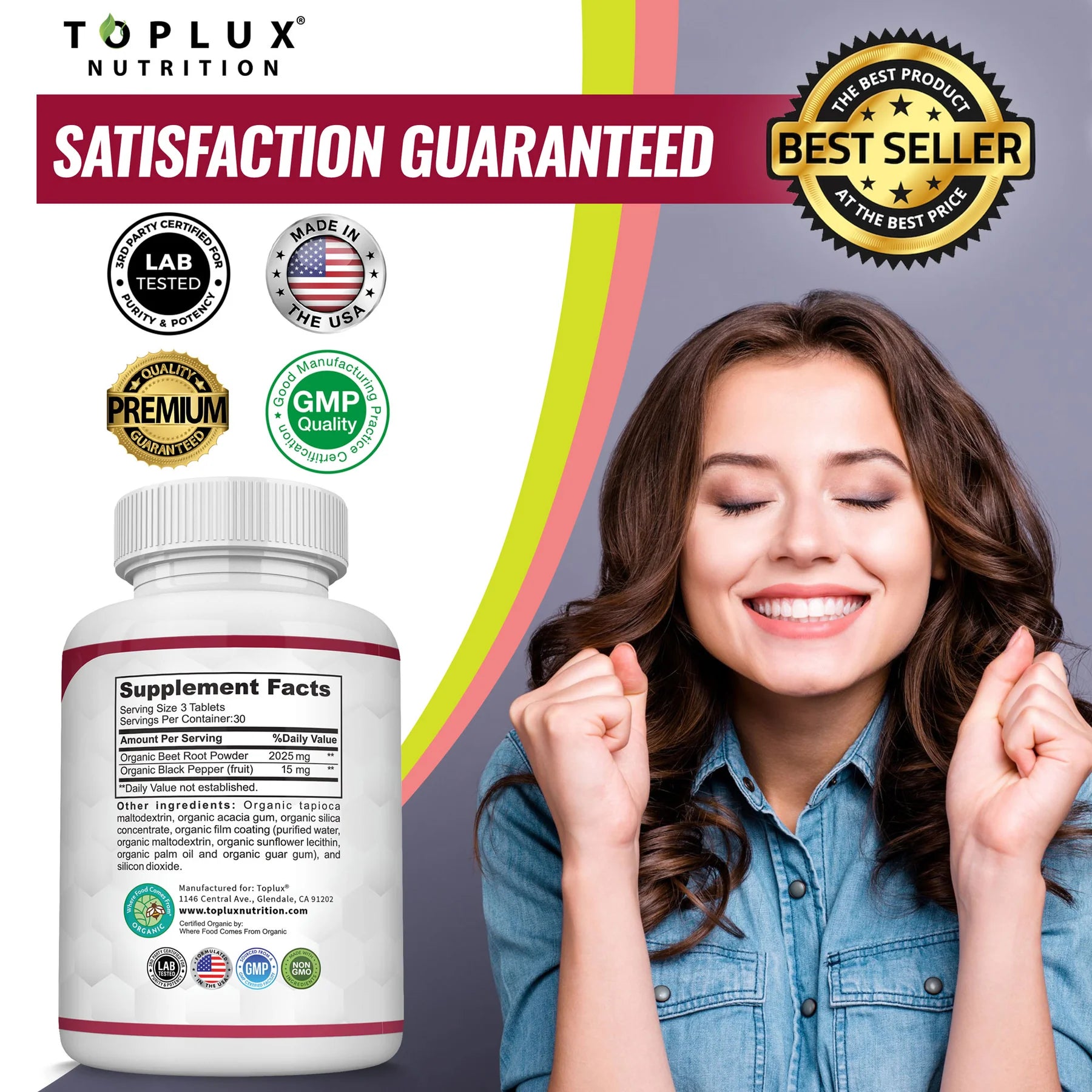 Organic Beet Root Tablets - Nitric Oxide Booster Beetroot Supplement 2040mg-KY