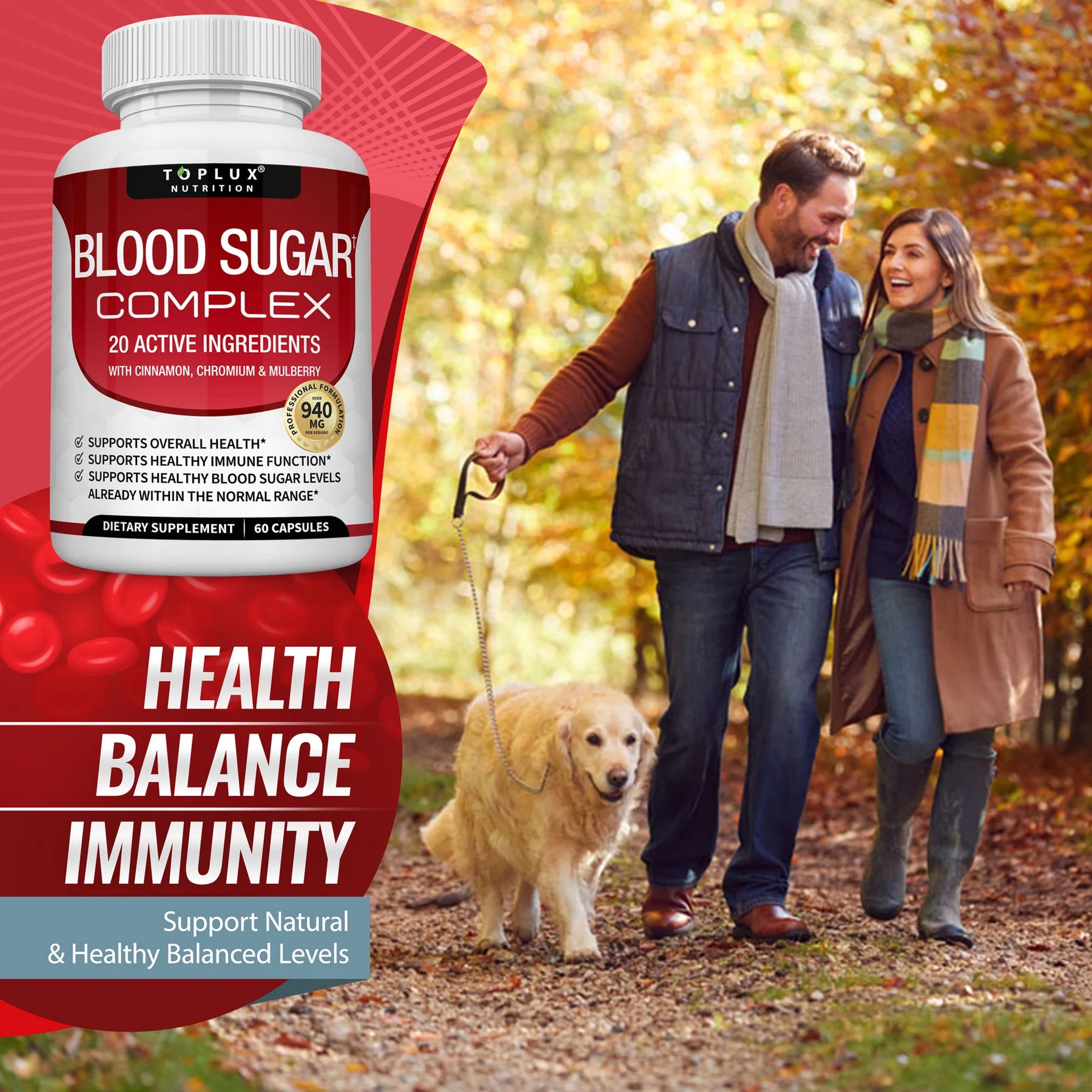 Blood Sugar Complex 20 Vitamins & Minerals Support Overall Health-KY